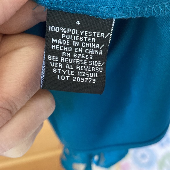 Dress barn Teal sleeveless scoop neck dress with gathered waist and lining - Picture 5 of 8